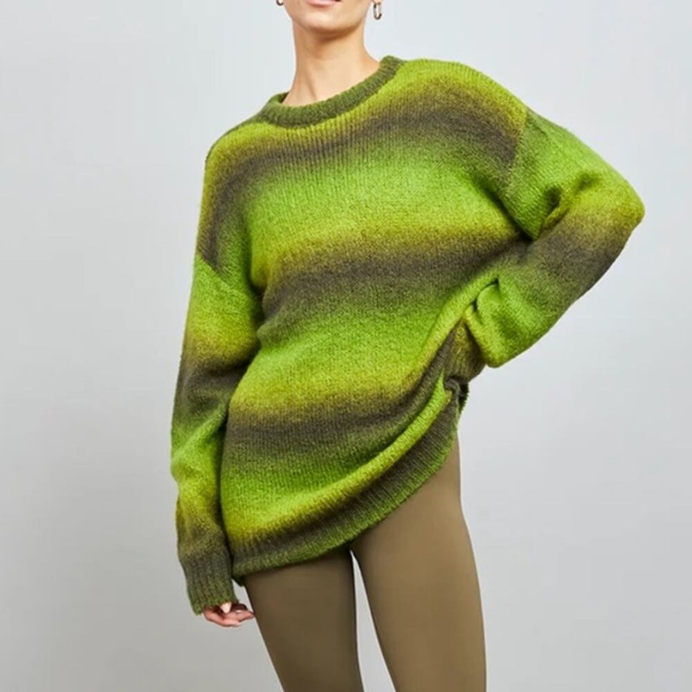 Carbon38 Ombra Crewneck Sweater in Ombre Green Size XS